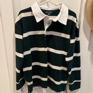 NWT Boys Old Navy Green and White Striped Polo Shirt